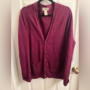 VINTAGE‎ LL BEAN Cardigan Sweater Mens Large 100% Lambs Wool Made In Ireland